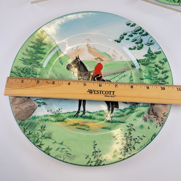 Canadian Mountie Vtg Royal Staffordshire Plates Set of 2 Clarice Cliff 10.5" - Picture 3 of 7